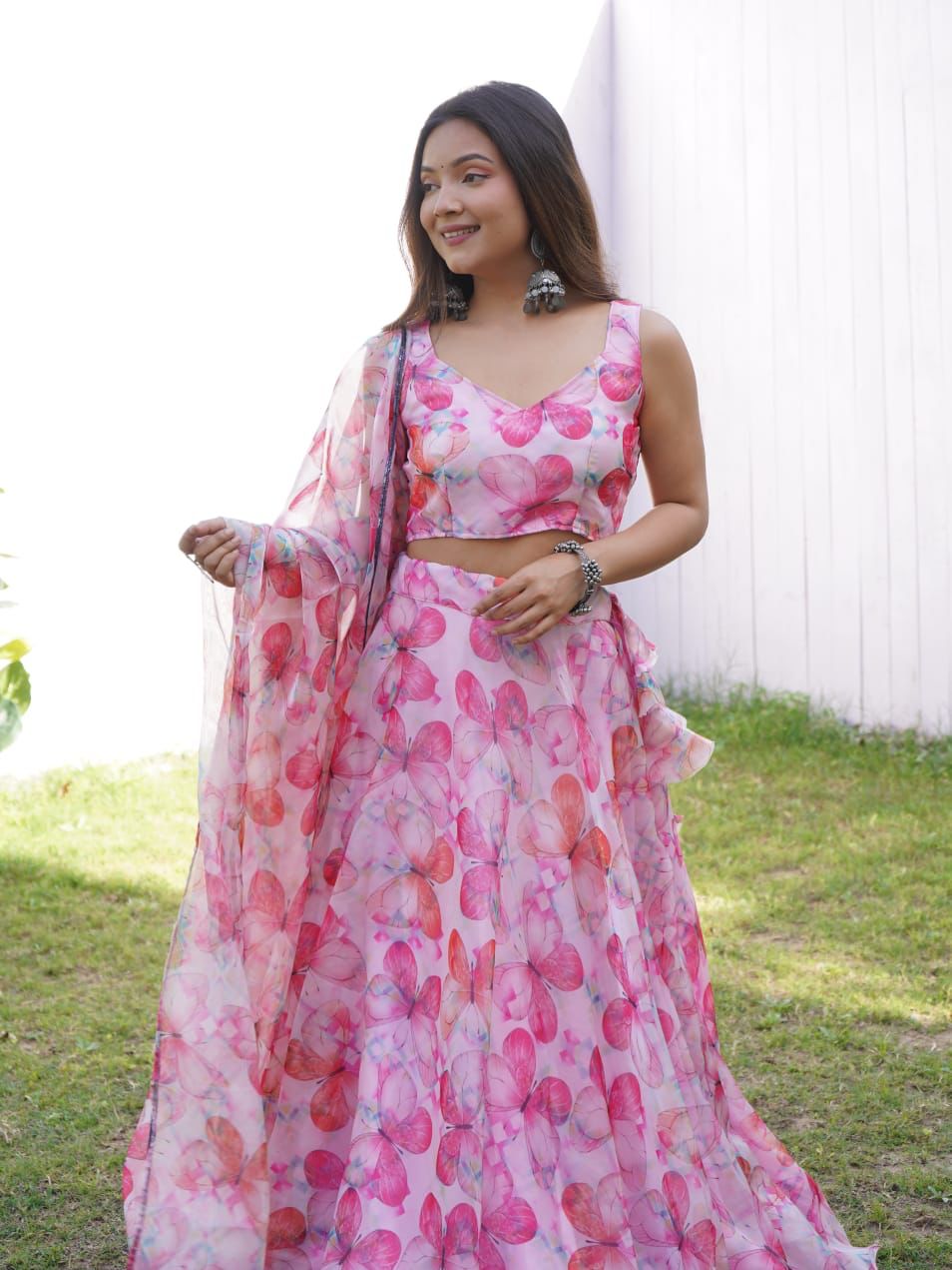 Beautiful Pink Color Digital Print Lehenga Choli