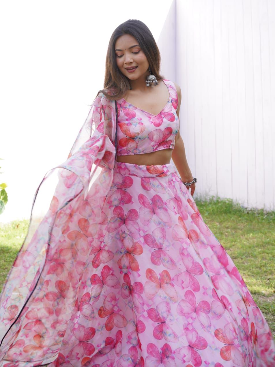 Beautiful Pink Color Digital Print Lehenga Choli