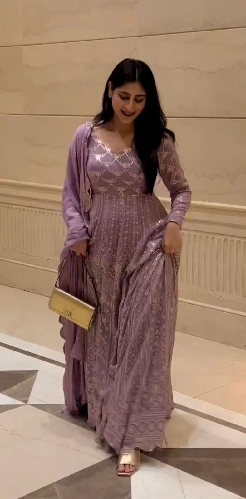 Beautiful Work Purple Color Anarkali Gown