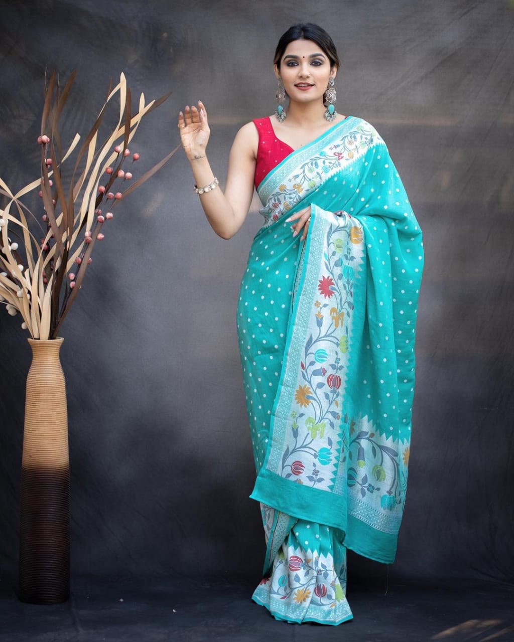 Pretty Sky Blue Color Maslin Silk Printed Saree