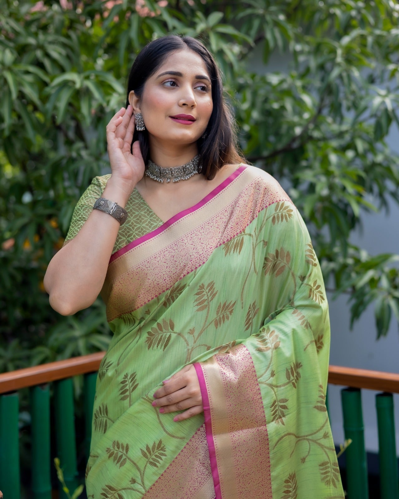 Kanjivaram Pattern Yellow Color Banarasi Silk Saree