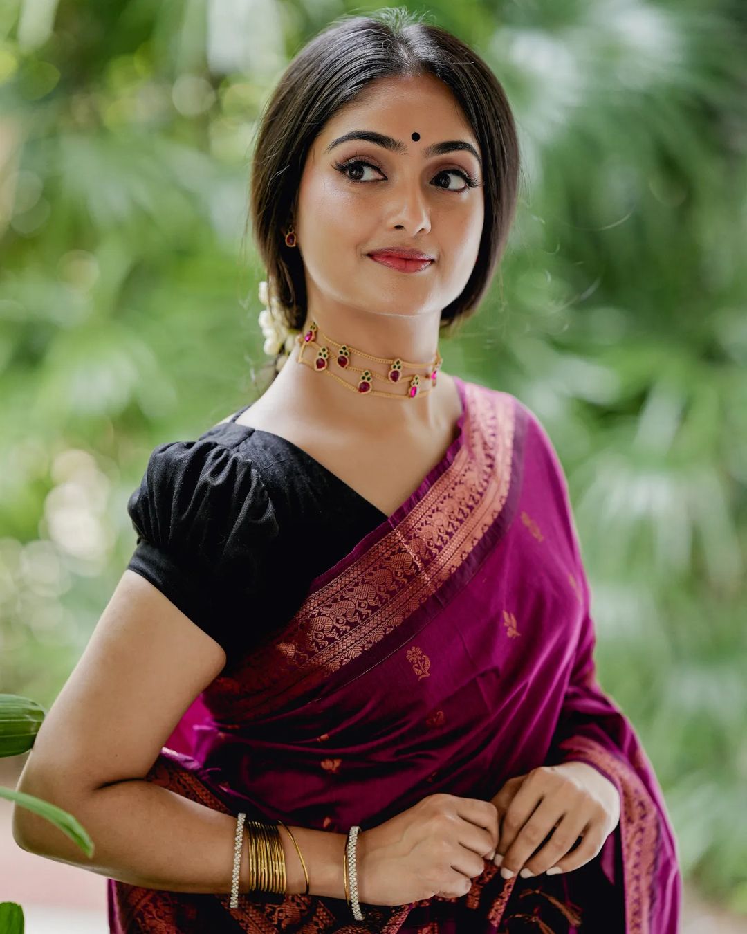 Very Nice Coper Jari Design Wine Color Silk Saree