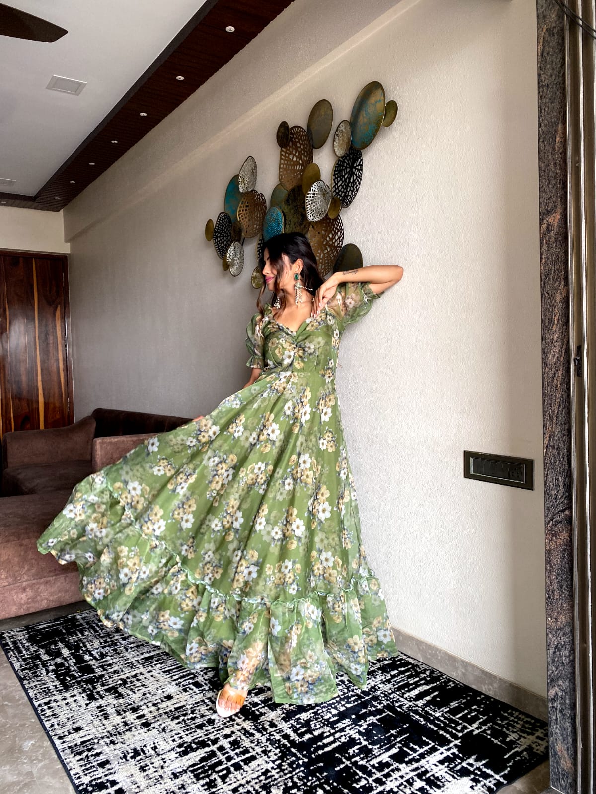 Demanding Pista Green Color Organza Maxi Gown Vastra Shop Demanding Pista Green Color Organza Maxi Gown Vastra Shop