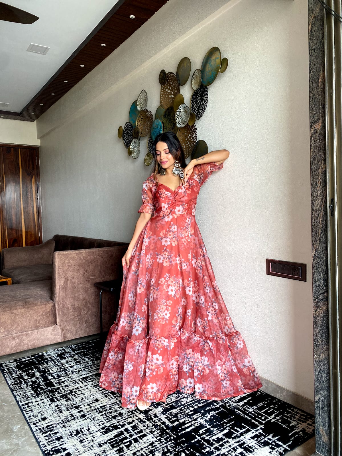 long dress red color Demanding Red Color Organza Maxi Gown – Vastra Shop