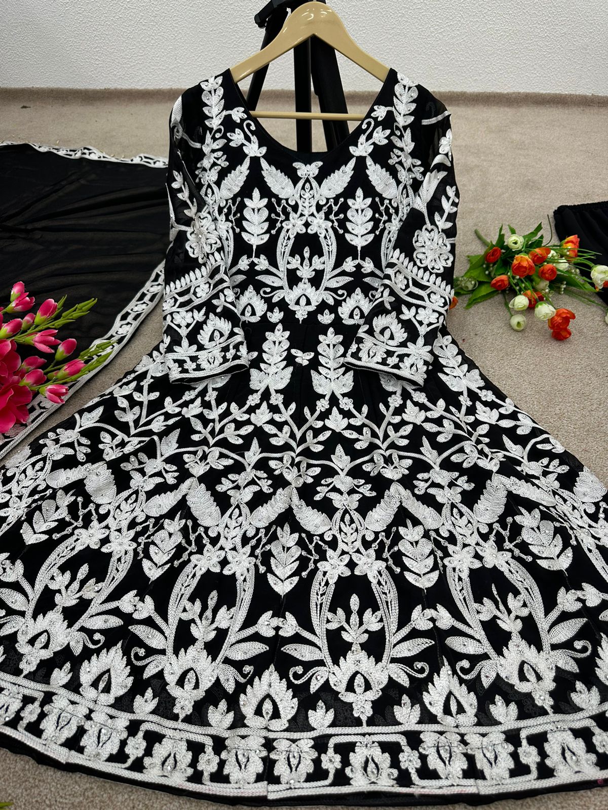 Good Looking Black Color Hand Work Sharara Suit