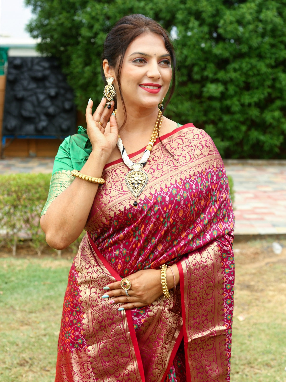 Gorgeous Pink Color All Over Patola Silk Saree