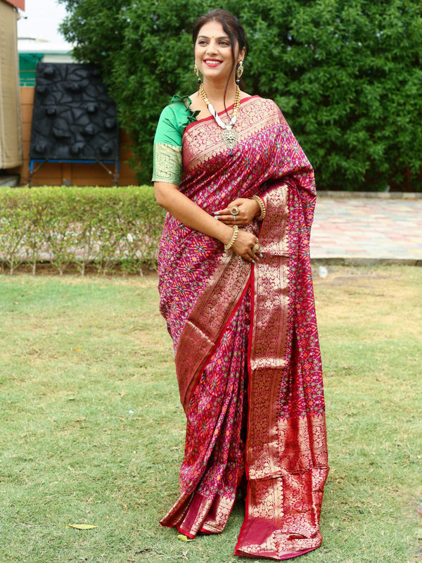 Gorgeous Pink Color All Over Patola Silk Saree