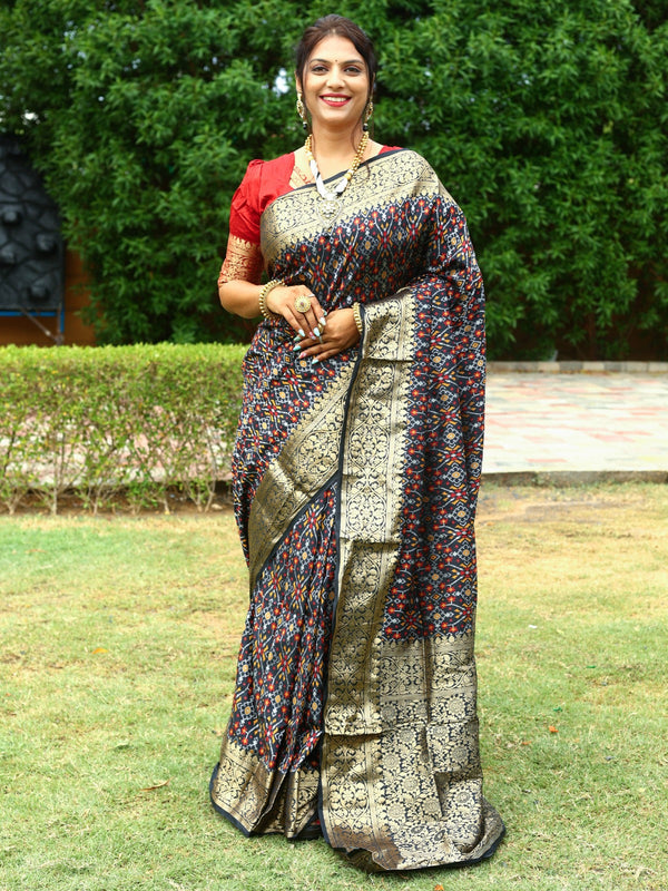 Gorgeous Black Color All Over Patola Silk Saree