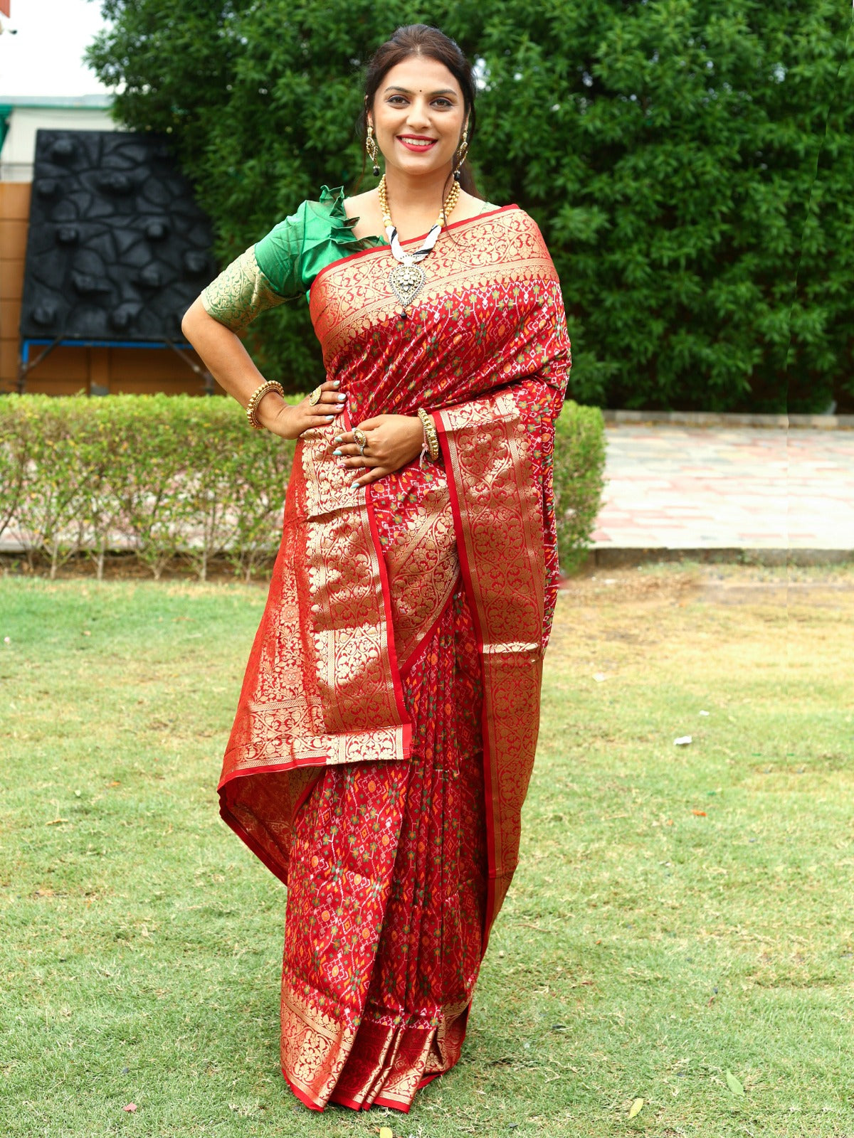 Gorgeous Red Color All Over Patola Silk Saree