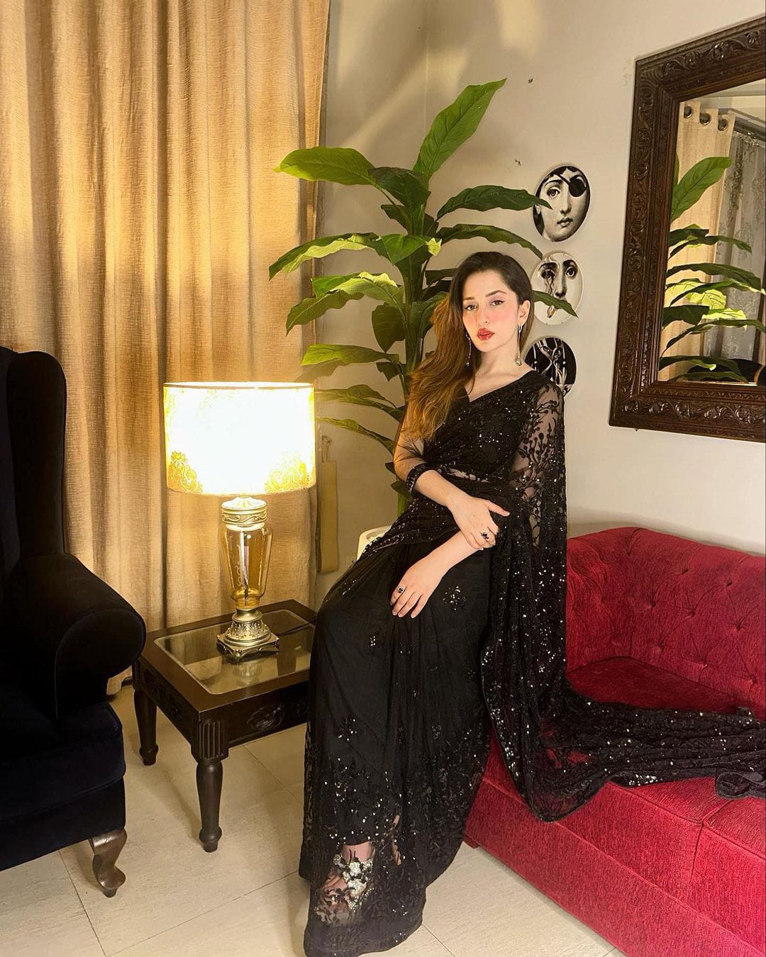 Outstanding Black Color Sequence Work Net Saree