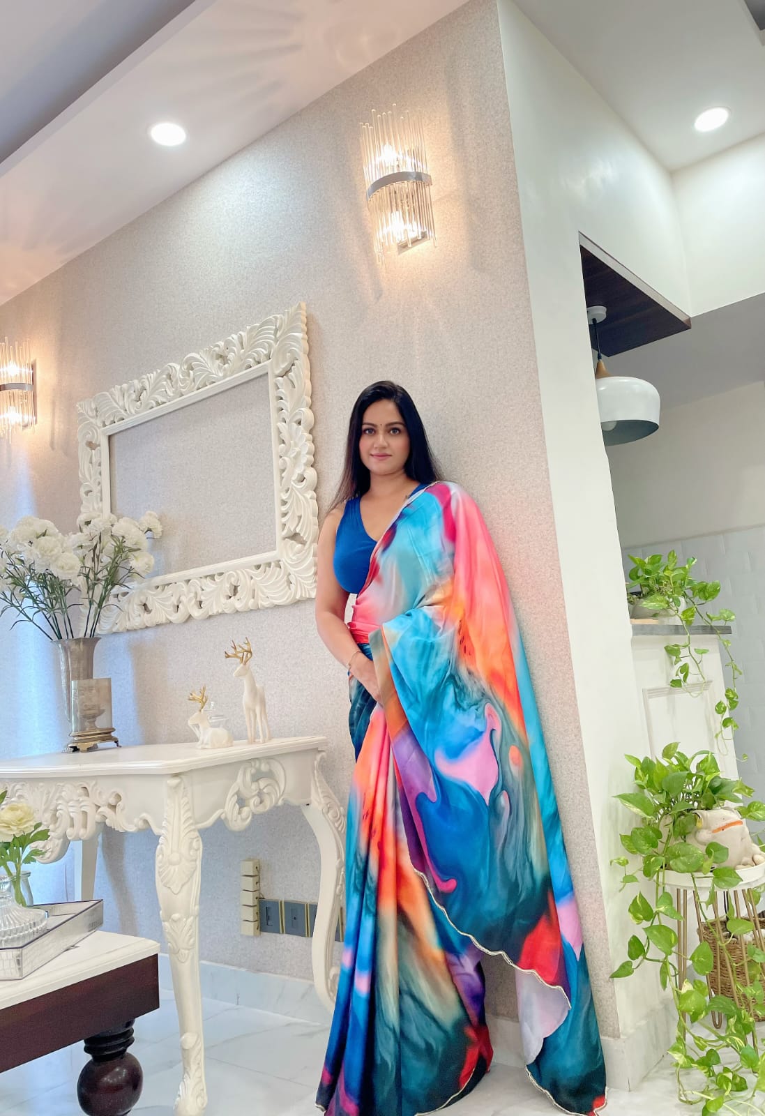 Prism Effects Digital Print Multi Color Saree