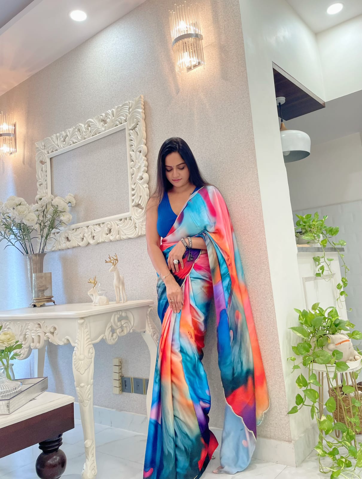 Prism Effects Digital Print Multi Color Saree