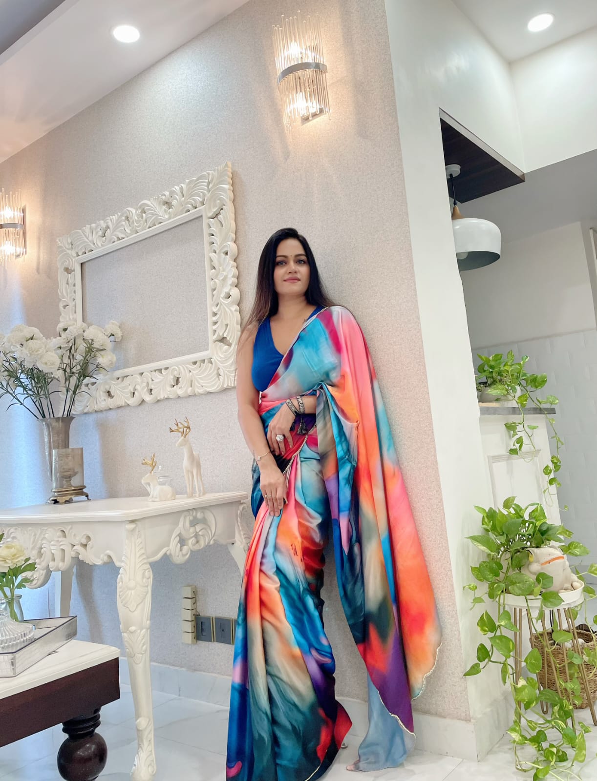 Prism Effects Digital Print Multi Color Saree