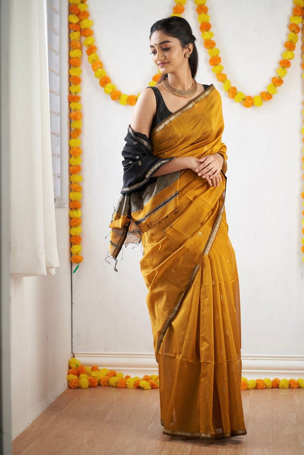 Function Wear Mustard Jacquard Saree