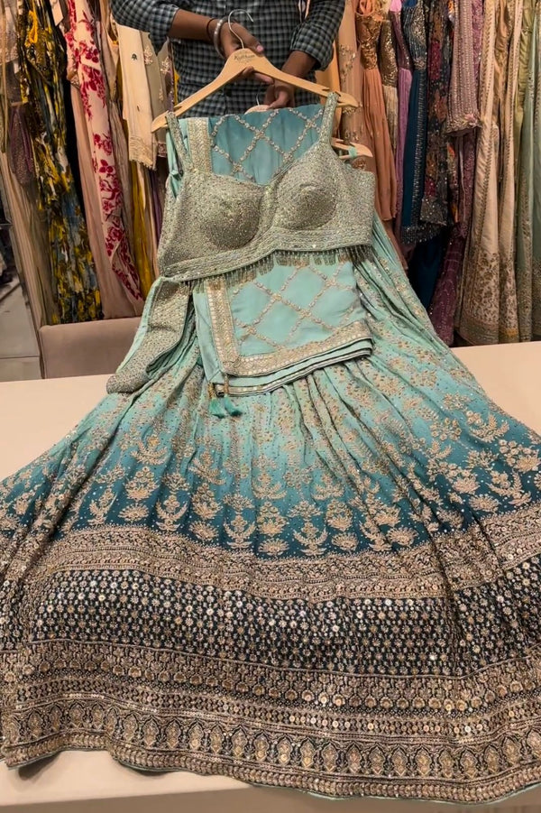 Admiring Aqua Green Color Shade Lehenga Choli