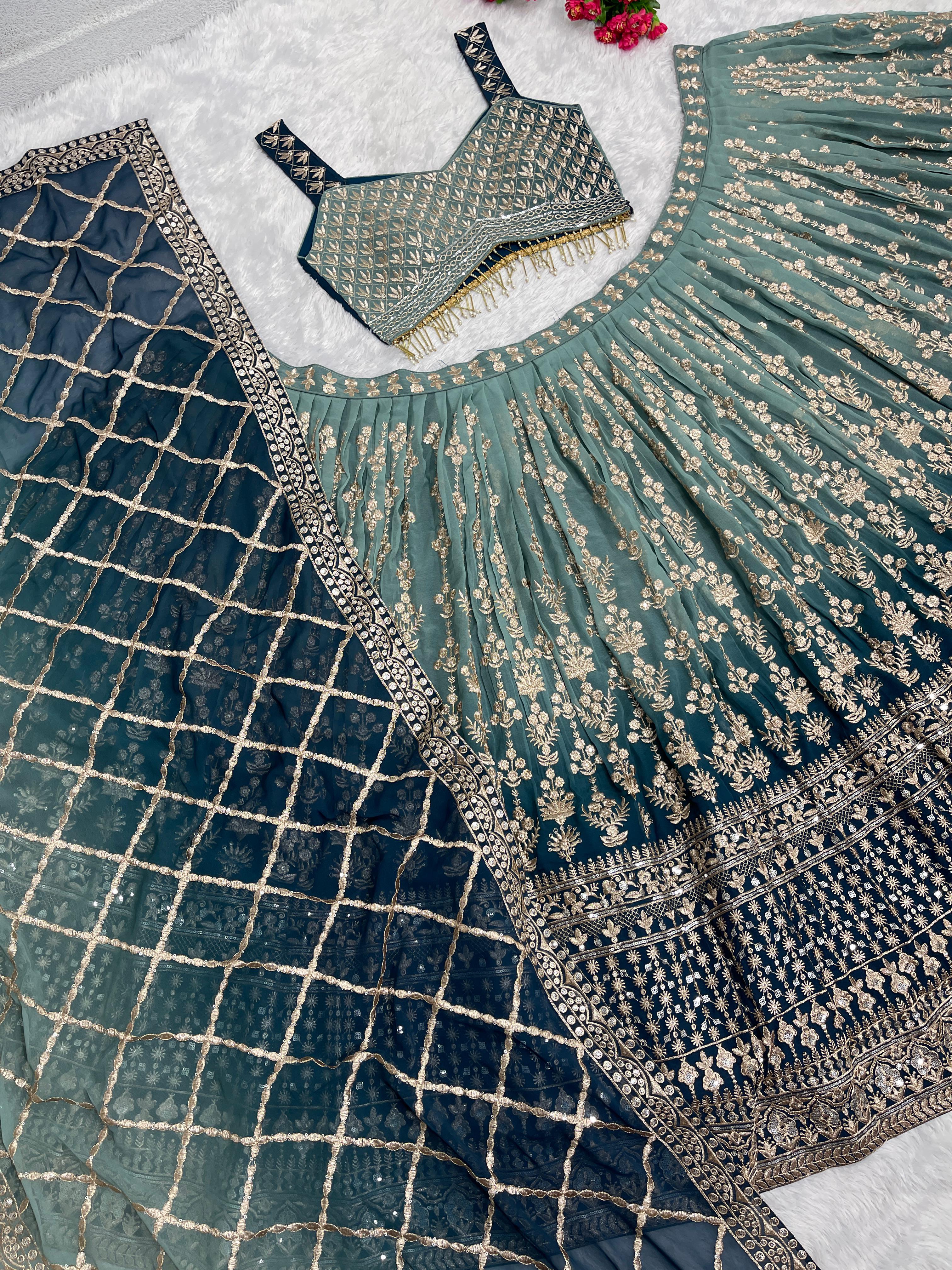Admiring Aqua Green Color Shade Lehenga Choli