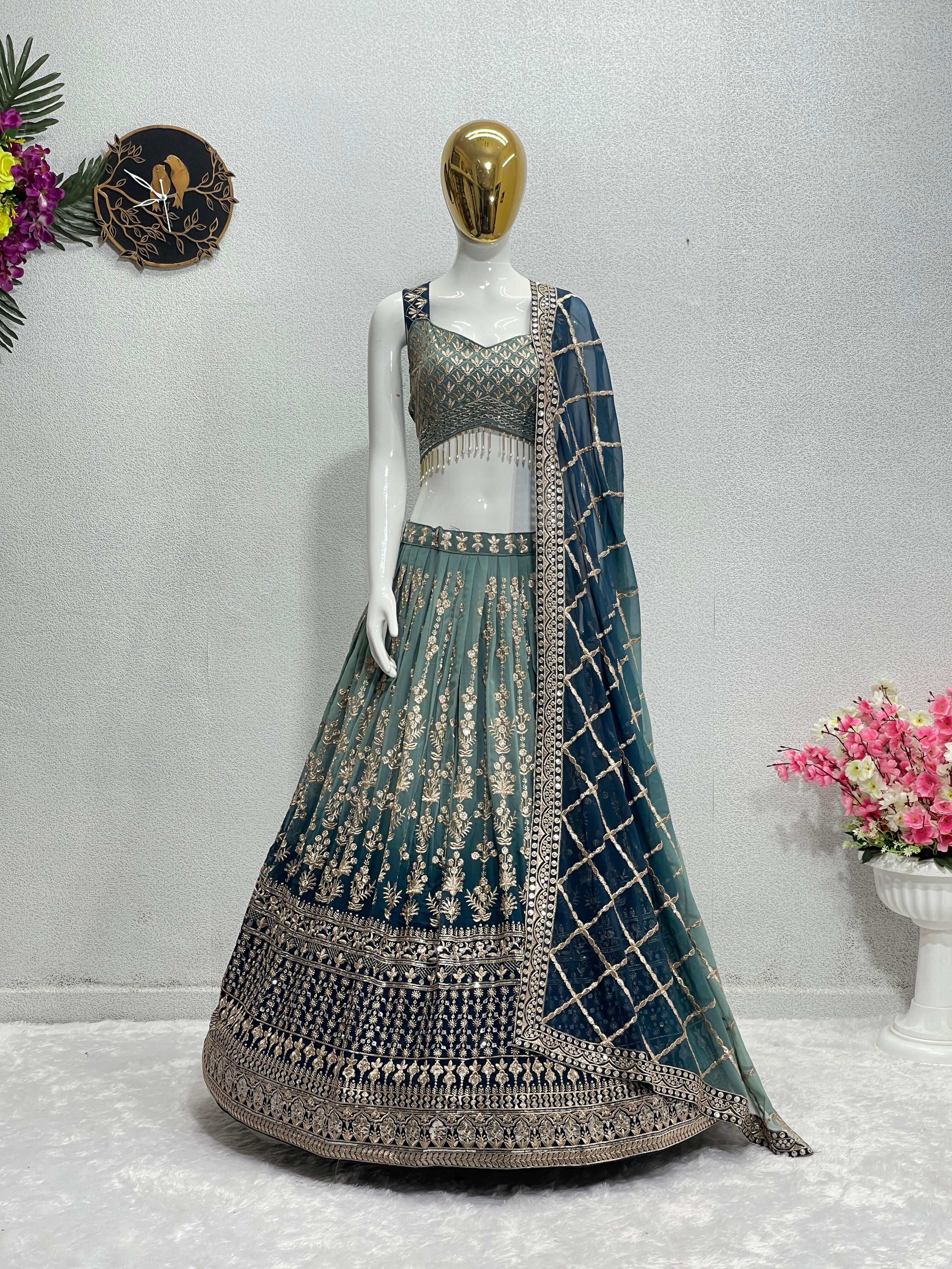 Admiring Aqua Green Color Shade Lehenga Choli