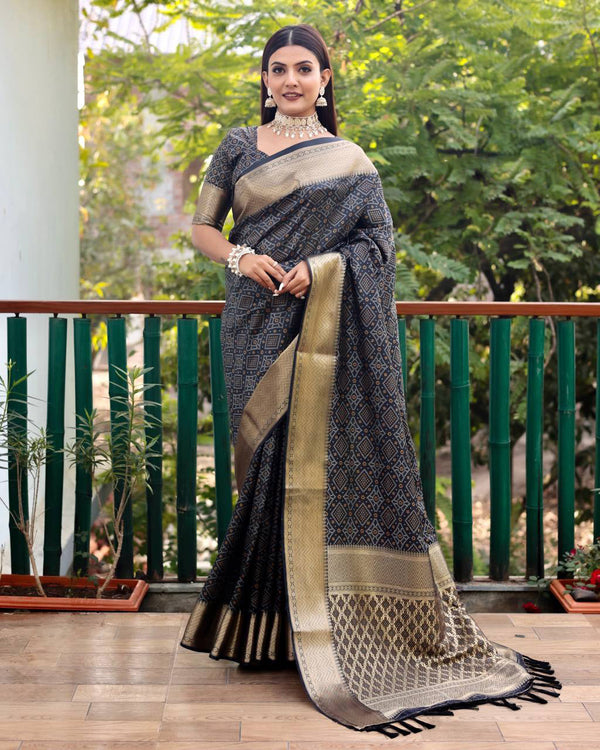 Black Color Bandini Patola Design Saree