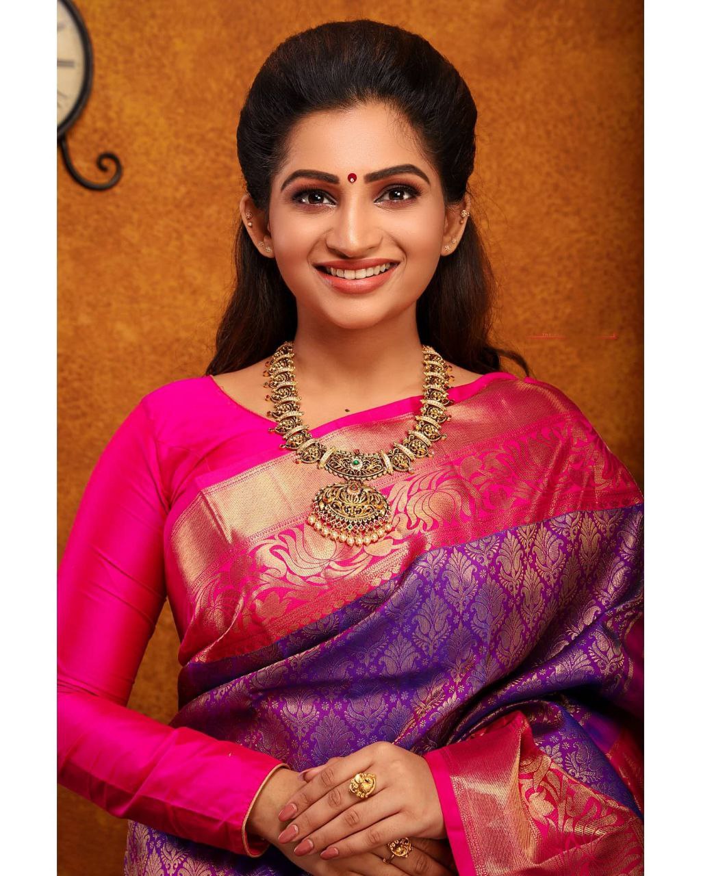 Classy Purple And Pink Color Banarasi Silk Saree