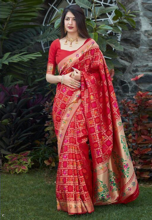 Beautiful Red Color Wedding Wear Saree