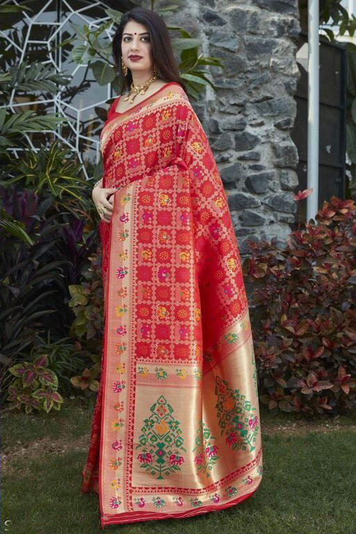 Beautiful Red Color Wedding Wear Saree