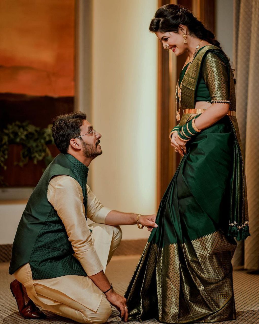 Fancy Dark Green Color Soft Lichi Silk Party Wear Saree