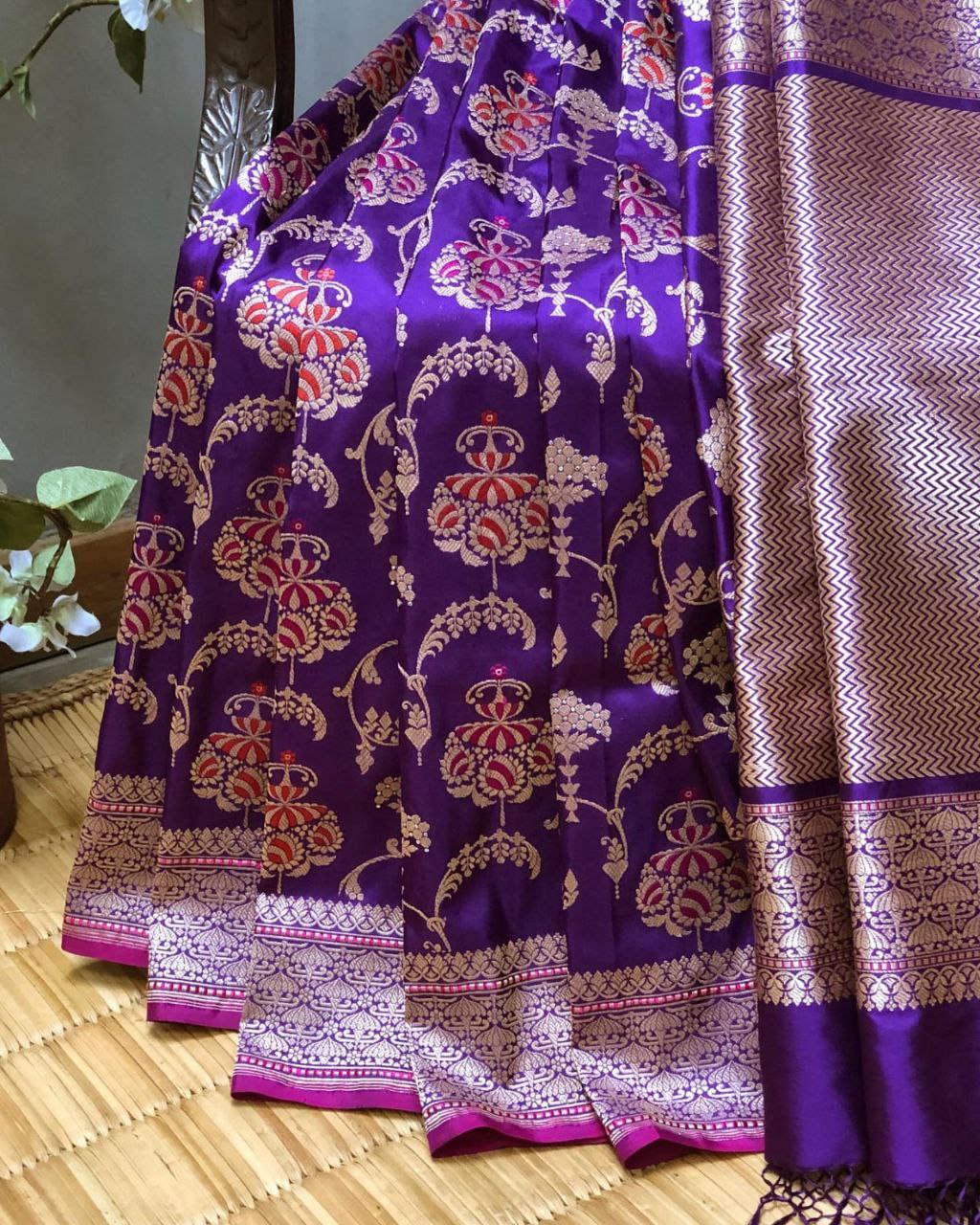 Stylish Purple Color Soft Lichi Silk Saree