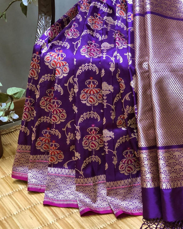 Stylish Purple Color Soft Lichi Silk Saree
