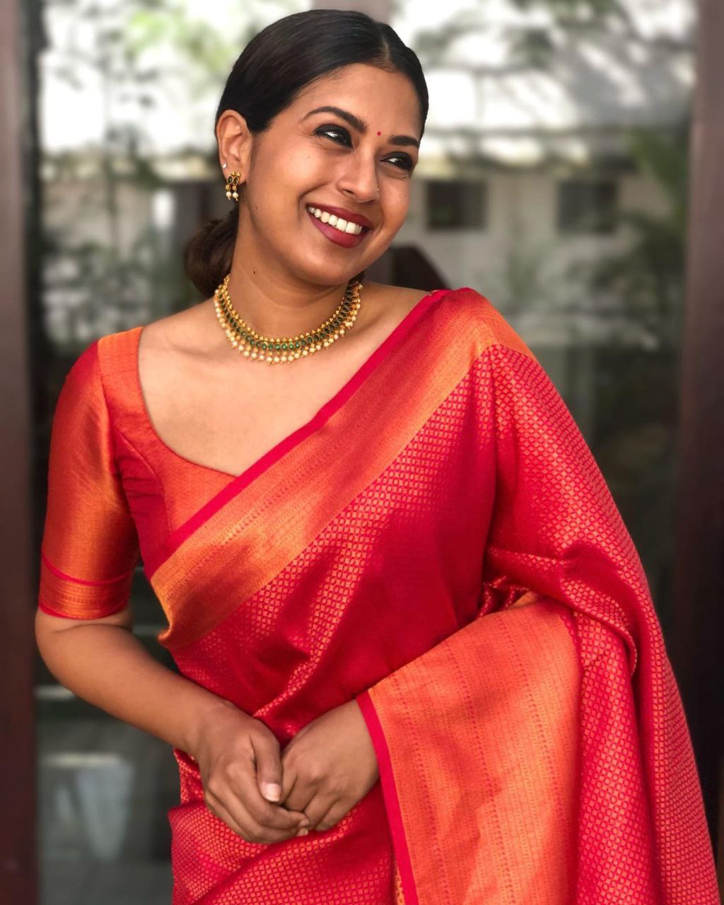 Amazing Red Color Soft Lichi Silk Saree