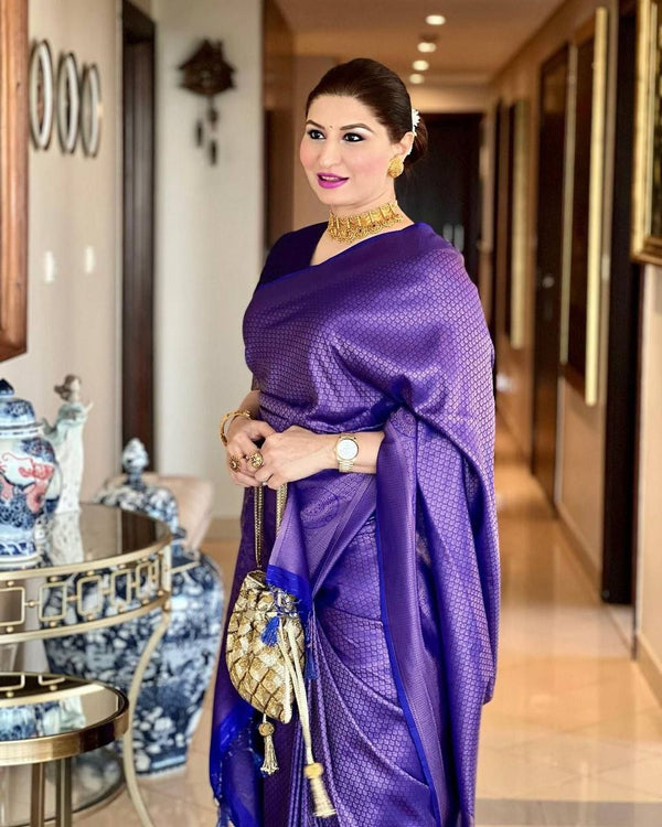Outstanding Purple Color Shine Jacquard Saree