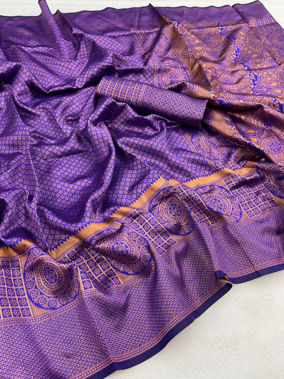 Outstanding Purple Color Shine Jacquard Saree