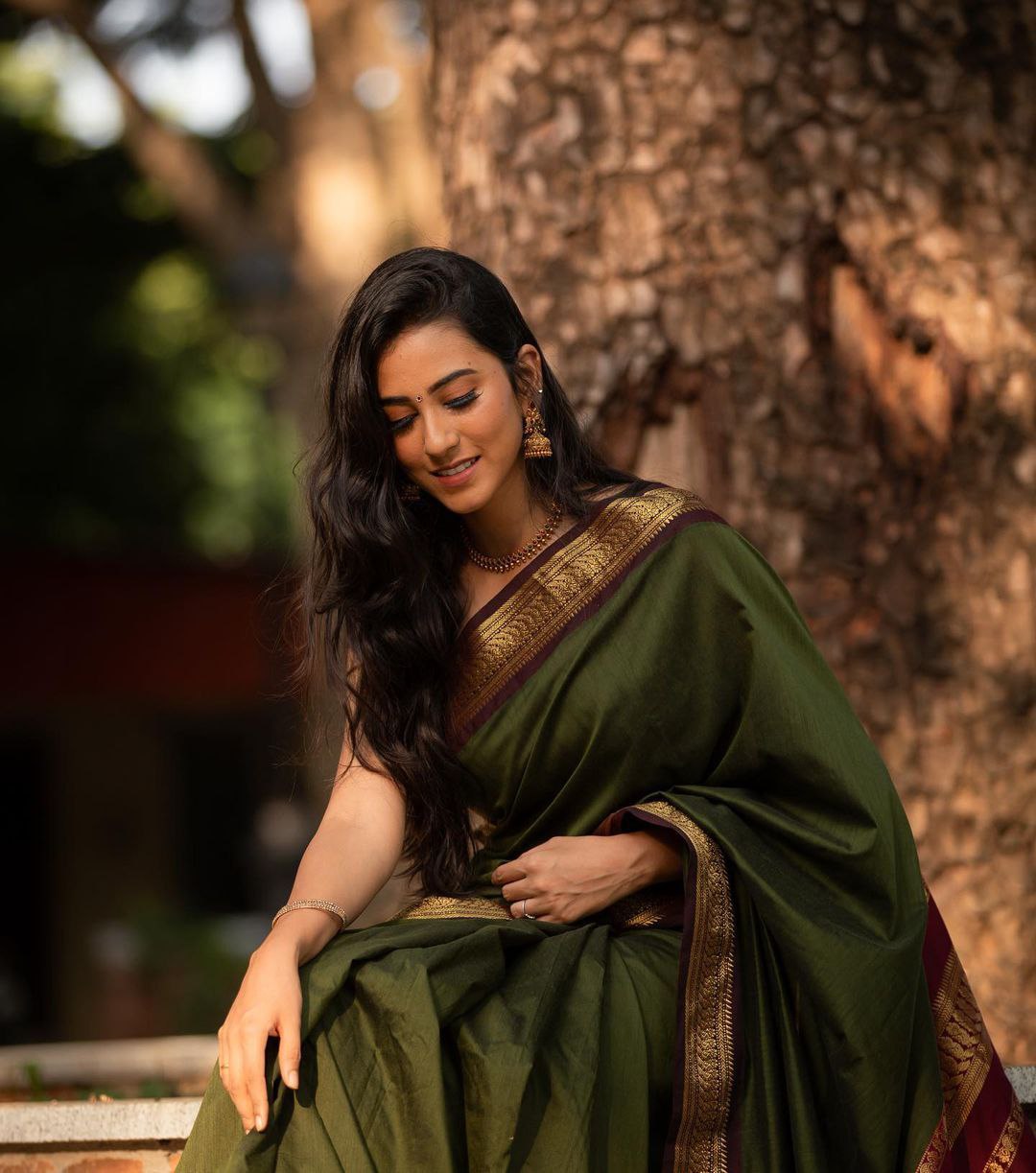 Function Wear Green Color Jacquard Border Saree