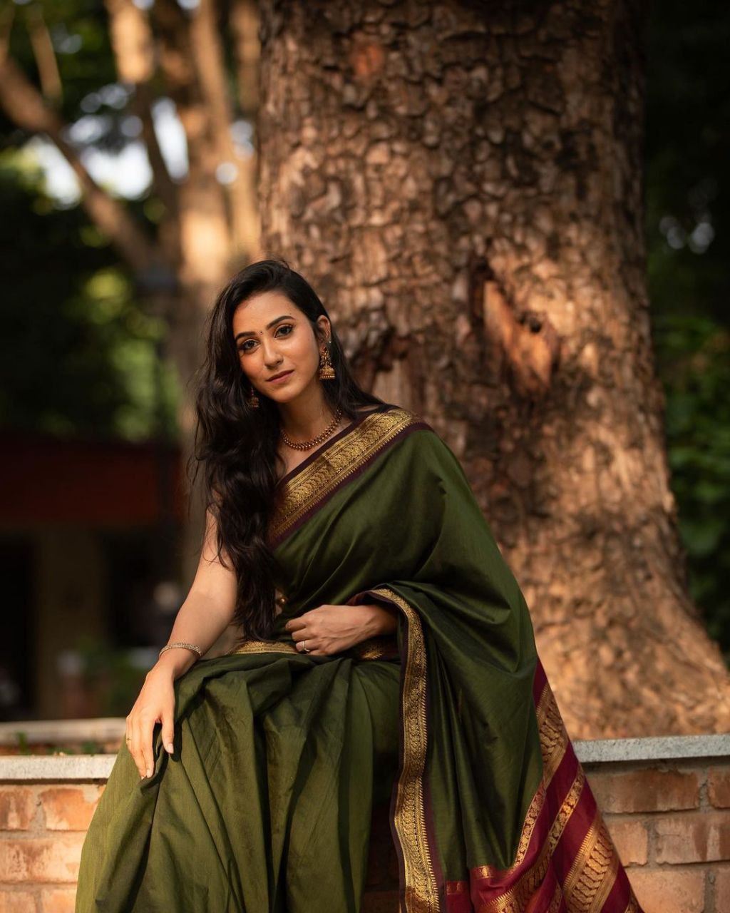 Function Wear Green Color Jacquard Border Saree