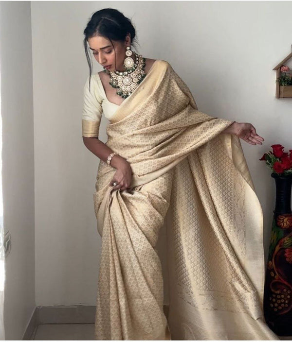 Rich Pallu Cream Color Function Wear Saree