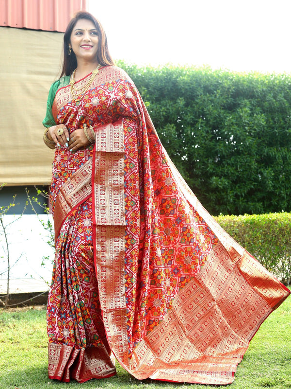 Fashionable Red Color All Over Zari Patola Weaving Saree