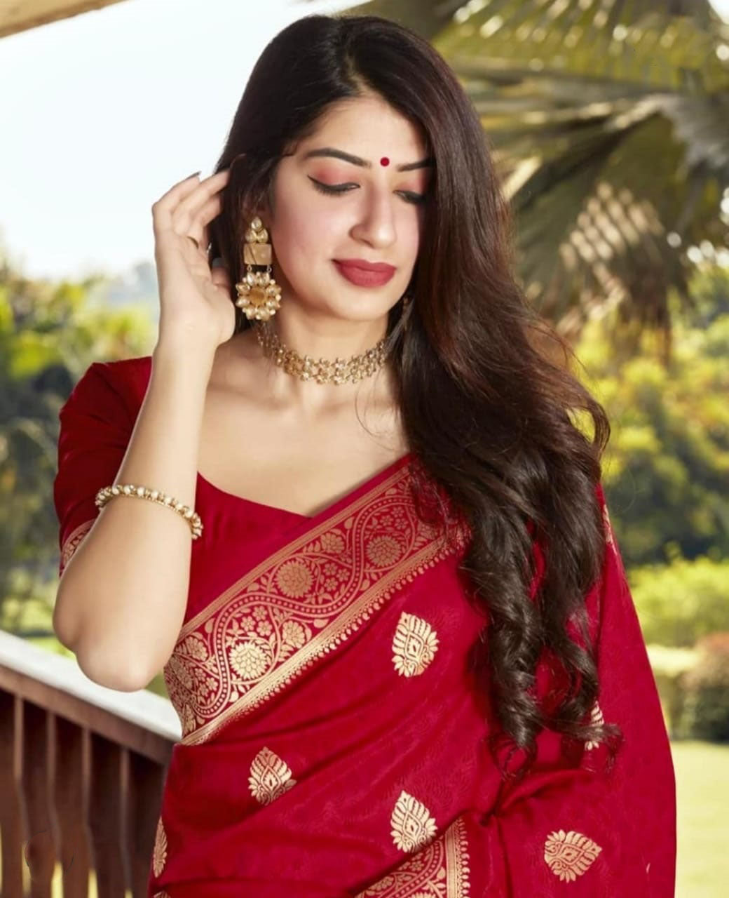 Red Color Banarasi Silk Jacquard Work Saree